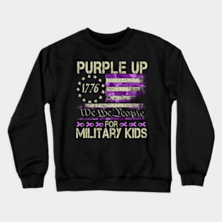 Purple Up For Military Military Child Month Usa Flag Crewneck Sweatshirt